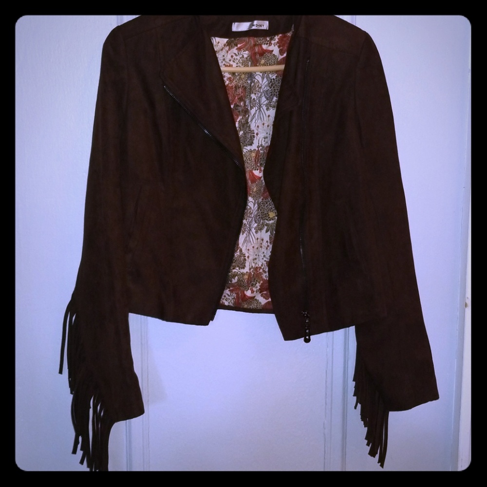 Brown suede fringe jacket